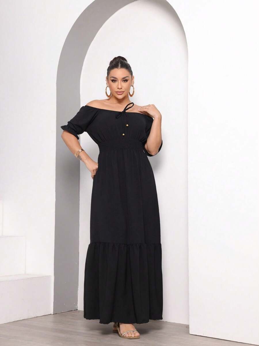 Women's Long Dress Elegant Wedding Party Luxury Strapless - 黑色 - 查看 1