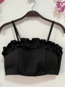 TAILORING CROPPED TOP / TOP / BLOUSE - 黑色 - 查看 3