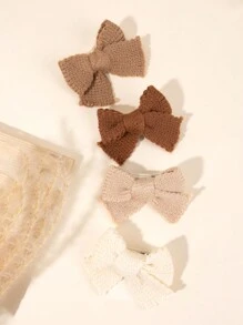4pcs Earth Tone Color Hair Bows For Girls Solid Color Bow Hair Clips Khaki Brown Solid Color Elegant Alligator Clips Fall Winter Headpiece Daily Hairpins Barrettes Kids Baby Hair Accessories