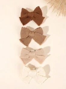 4pcs Earth Tone Color Hair Bows For Girls Solid Color Bow Hair Clips Khaki Brown Solid Color Elegant Alligator Clips Fall Winter Headpiece Daily Hairpins Barrettes Kids Baby Hair Accessories