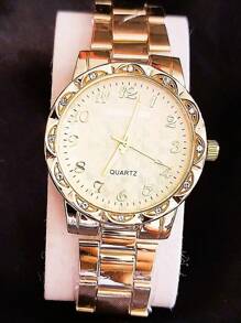 Relógio Feminino Dourado Rose Prata Com Colar Brinco Folheado 18K
