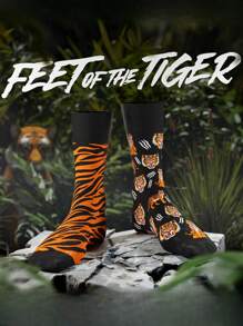 老虎图案男士中筒袜 时尚 AB 风格 - 彩色 - 查看 1