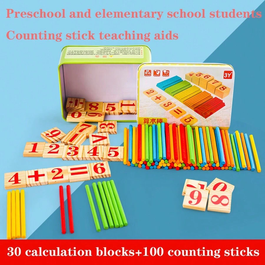 Wooden Counting Sticks, Math Teaching Aids For Students, Arithmetic Addition And Subtraction Counting Rods For Kindergarten, Elementary School Math Tools, Gifts,Back To School