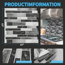 Art3d 10pcs 12''X12'' Peel And Stick Backsplash Tile,Easy DIY,Self Adhesive Wall Tiles For Home Decor,Kitchen,Marbel Design