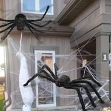 2 Packs 35.4inch Halloween Giant Hairy Spider Realistic Scary For Indoor Outdoor Home Yard Haunted Yard Decorations Car Decor Creates Spine-Tingling Atmosphere