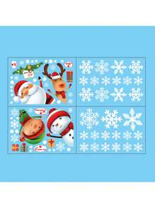 圣诞窗贴节日装饰 - 圣诞老人、驯鹿、雪人，玻璃贴纸 - 非电动、无羽毛，多功能节日塑料装饰品，适用于家居和派对，最佳生日圣诞礼物，家居圣诞礼物，圣诞装饰