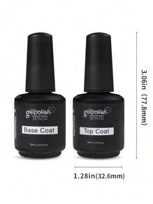 底油和面油套装，2 瓶 15ml 亮面哑光免擦拭组合，适用于 UV/LED 光固化凝胶指甲油，美甲 DIY 美甲沙龙女士礼物 - 無色 - 查看 8