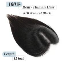 12inch Human Hair Toppers For Women Real Human Hair Topper Hair Pieces For Women Human Hair Toppers For Women With Thinning Hair Pieces For Thinning Hair Loss Cover - 自然色&黑色系 - 查看 6