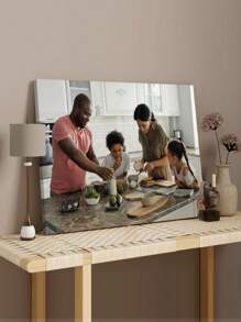 1pc Customisable Framed Canvas Poster, Personalise It With Your Photos, Precious Memories And Favourite Moments, The Perfect Gift For Friends And Family, Pine Frame, Wall Art Home Decor Personalised Canvas Frame - Multicolor - View 4