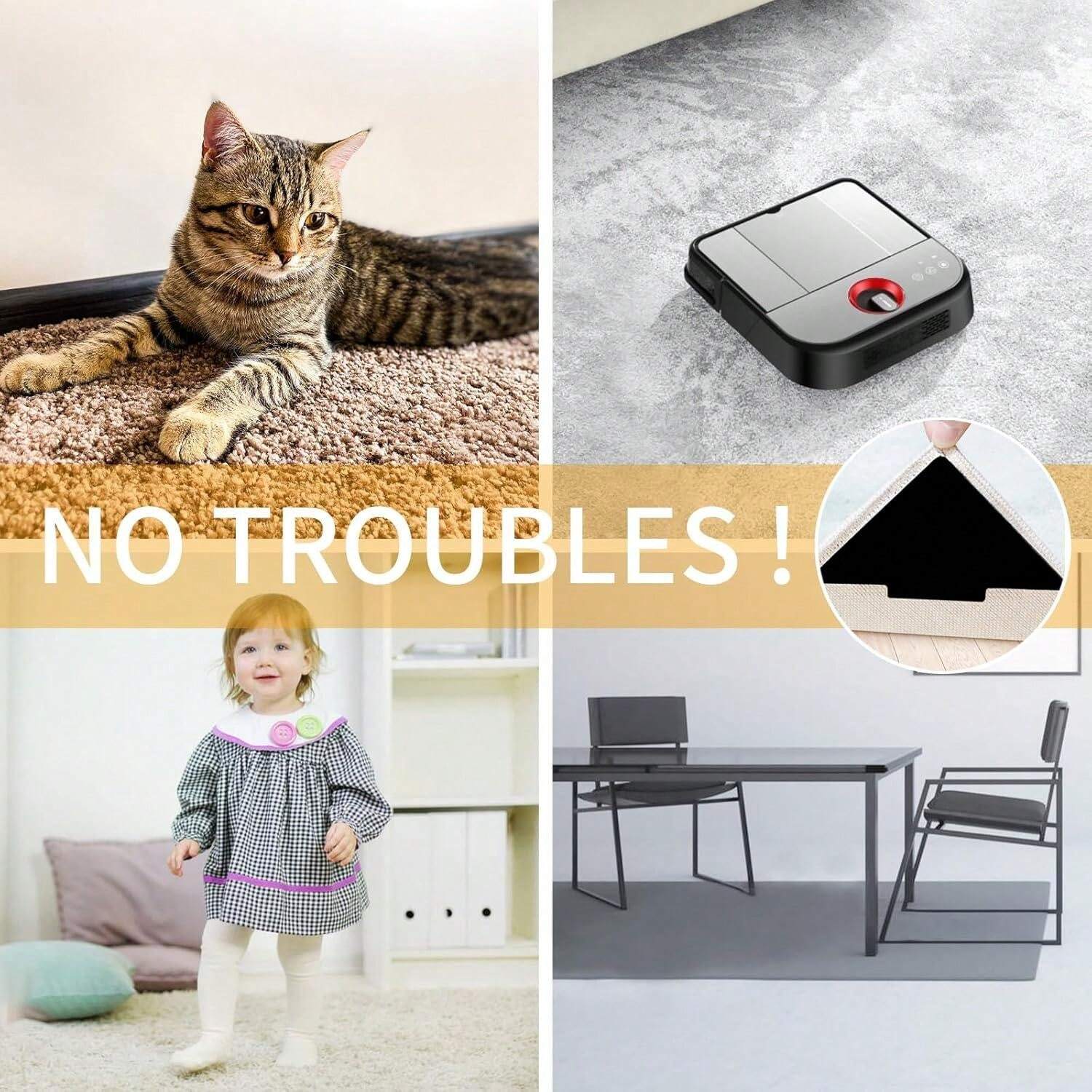 Carpet Tape, 10 DoubleSided Anti Slip Reusable Carpet Plugs, Washable