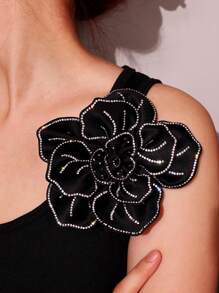 14 厘米优雅多层面料花朵胸针，镶嵌彩色方晶锆石，装饰性翻领别针，正式礼服和西装，情人节情人节礼服配饰，衣服别针，包包饰品，学校办公室配饰，衬衫夹克珠宝，圣诞节万圣节衣服别针，有趣可爱的教师礼物，万圣节配饰，教师节