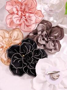 14 厘米优雅多层面料花朵胸针，镶嵌彩色方晶锆石，装饰性翻领别针，正式礼服和西装，情人节情人节礼服配饰，衣服别针，包包饰品，学校办公室配饰，衬衫夹克珠宝，圣诞节万圣节衣服别针，有趣可爱的教师礼物，万圣节配饰，教师节