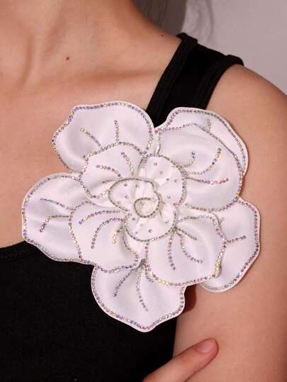 14 厘米优雅多层面料花朵胸针，镶嵌彩色方晶锆石，装饰性翻领别针，正式礼服和西装，情人节情人节礼服配饰，衣服别针，包包饰品，学校办公室配饰，衬衫夹克珠宝，圣诞节万圣节衣服别针，有趣可爱的教师礼物，万圣节配饰，教师节