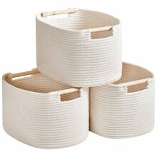3 Pack Storage Basket For Cabinet And Toy Organization - 13"X9.8"X8.7" Baskets For Storage - Baby Toy Bin - Toy Storage Organizer - Ideal For Empty Gift Baskets To Fill - 白色 - 查看 1