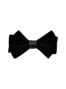 1 pieza Corbata de moño de terciopelo de poliéster de unicolor, accesorio de vestimenta formal de alta gama para bodas, fiestas, banquetes, escenarios, otoño/invierno para hombres