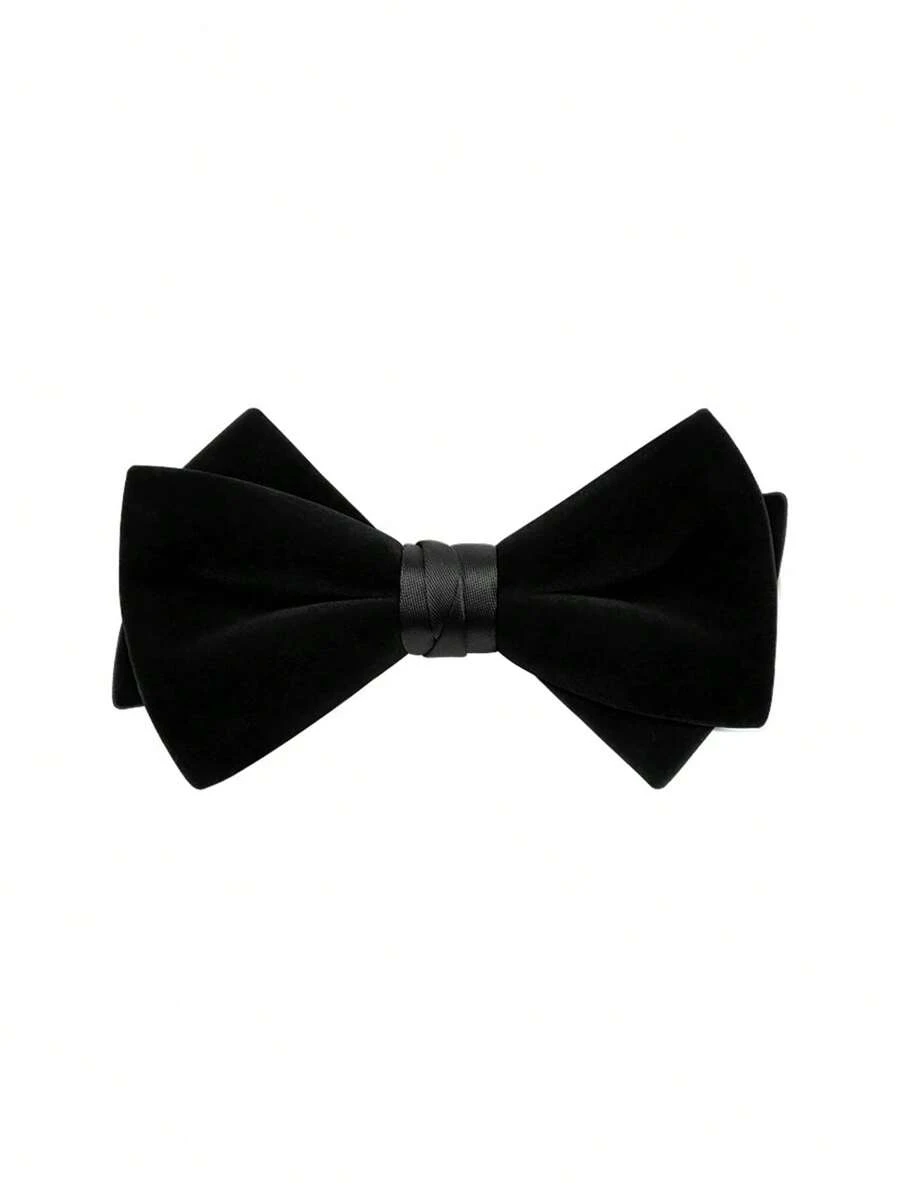 1 pieza Corbata de moño de terciopelo de poliéster de unicolor, accesorio de vestimenta formal de alta gama para bodas, fiestas, banquetes, escenarios, otoño/invierno para hombres