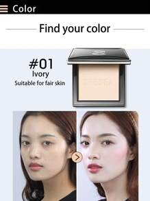 Zeesea Paleta en polvo para resaltar, control de aceite, sin manchas y todo en con un efecto iluminador y suave en polvo - Luz M00 - Ver 5