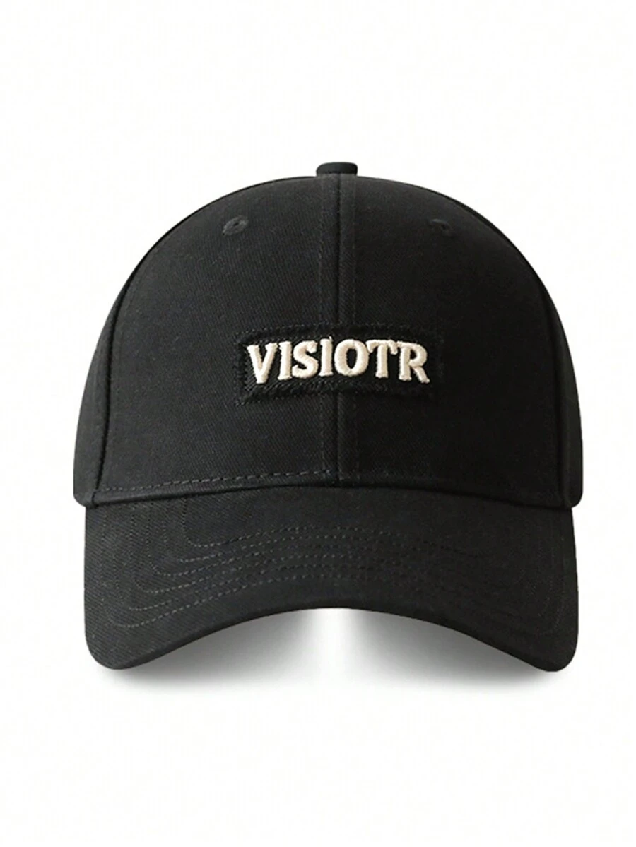 1 件男女通用黑色刺绣字母 VISIOTR 棒球帽 - 黑色 - 查看 1