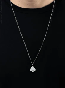 Men's Necklace Chain With Pendant Suit Of Swords Playing Cards Stainless Steel Does Not Turn Black Chain Cord Can Get Wet Antiallergic Original - Bạc - Xem 3