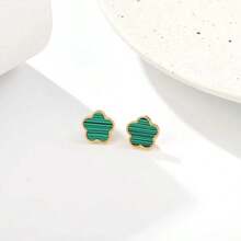 1 Đôi bông tai hoa bằng thép không gỉ thời trang, phù hợp để phụ nữ đeo hàng ngày - những bông hoa - Xem 3