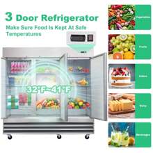 SMAD Commercial Refrigerator 72 Cu.Ft Fridge Reach-In Double Door For Restaurant, Bar, Home, Shop, Business 3 Doors, Large Capacity Refrigerator With 9 Shelves, 2 Section Fan Cooling,Halloween, Christmas A Holiday Gift For Family - 查看 2