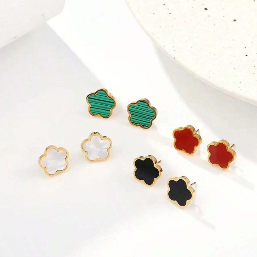 1 Đôi bông tai hoa bằng thép không gỉ thời trang, phù hợp để phụ nữ đeo hàng ngày - những bông hoa - Xem 1