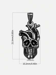 Mặt dây chuyền đầu lâu nhánh trái tim bạc nguyên chất S925 FOREVER QUEEN Dây chuyền cổ áo len Punk Dây chuyền trang sức Quà tặng Halloween - màu đen - Xem 4