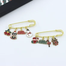 1 件圣诞系列金属胸针，卡通圣诞老人和驯鹿雪徽章时尚配饰，圣诞礼物，多功能装饰 - 彩色 - 查看 4