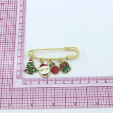 1 件圣诞系列金属胸针，卡通圣诞老人和驯鹿雪徽章时尚配饰，圣诞礼物，多功能装饰 - 彩色 - 查看 5