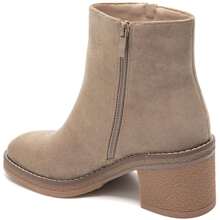 Taupe Suede Ankle Boots With Mid-Heel And Gold Zip – Refined Simplicity And Everyday Comfort - Khaki - View 4