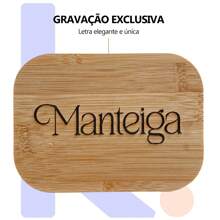 Manteigueira Vidro com Tampa Hermética de Bambu Exclusiva Resistente