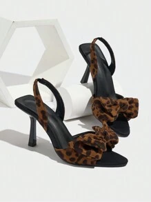 Giày sandal cao gót mũi nhọn nữ, họa tiết da báo, quai thun, hở mũi, trang trí hình bướm, thanh lịch, thích hợp cho tiệc tùng, mặc hàng ngày, họp mặt, lễ hội, đi làm, mùa xuân/hè. Giày sandal cao gót giả da lộn màu đen thời trang, phù hợp với váy, đám cưới. - màu đen - Xem 13