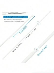2pcs Adjustable Spring Tension Curtain Rod, Expandable Curtain Pole Suitable For Windows, Bathroom, Cabinets And Kitchen Gifts Birthday Graduation - White - View 15