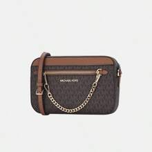 Michael Kors Jet Set Large Logo Crossbody Bag Crossbody Bags For Women Gold-Tone Hardware In Signature Logo-Print Canvas Women's Bag Gift For Her,Mother's Day - 棕色 - 查看 4