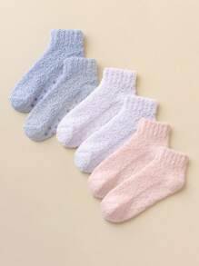 3双装女士多色冬季保暖防滑袜，适合日常穿着，舒适保暖