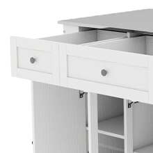 60 Inch Kitchen Island With Stainless Steel Top And Power Outlet ,Ample Storage Space For Utensils And Cookware ,For Serving Tables Cooking Station Countertops - White - View 8