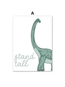1pc Boy Room Wall Art Print Cartoon Dinosaur Roar Quotes Nursery Canvas Painting Nordic Poster Wall Pictures Kids Room School Decor No Frame - Multicolor - View 21