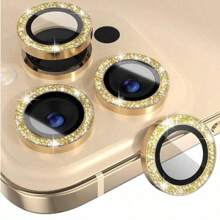 1Set Eagle Eye Camera Lens Film Compatible With IPhone With High Definition Reinforced Tempered Glass Metal Camera Lens Protector With Rhinestone Decor, Anti-Scratch, Anti-Shock, Light Luxury Fashion Mobile Phone Accessory