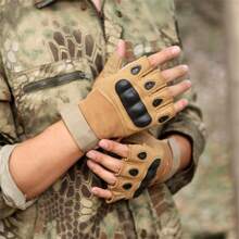 1 Pair Men's Half Finger Tactical Gloves: Ideal For Outdoor Sports, Hunting, Airsoft, And Motorcycle Riding