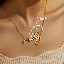 Custom Stainless Steel Signature Necklace - Personalized Creative DIY Custom Cursive English Letter Necklace, Perfect Gift For Him - Wedding, Party, Valentine's Day Jewelry - Suitable For All Seasons, Men's And Women's Name Minimalist Sweater Chain Accessories Jewelry, Graduation Commemorative Jewelry