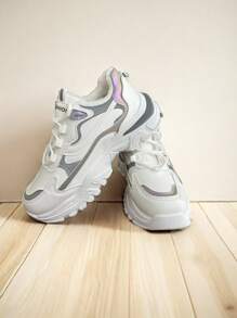 Fashionable Women's Casual Sports Shoes, Winter, Warm And Thick-Soled, Retro And Wear-Resistant, Color-Blocked Ladies' Walking Shoes, Outdoor, Height Increase