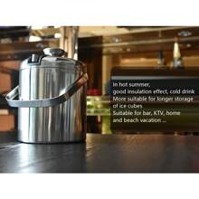 Futchoy Stainless Steel Ice Bucket + Lid / Tongs - Ice Cooler Ice Throw Bucket Tray, Halloween And Christmas Party Supplies