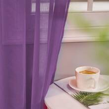 1pc Minimalist Nordic Modern Style Solid Color Sheer Curtains - Suitable For Bedrooms, Living Rooms, Hotel Rooms, Etc - Purple - View 3