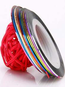 10 Colorful Ribbons For Nail Decoration And General Crafts Decorative Tape Nail Art - 彩色 - 查看 2