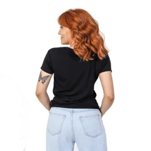 Baby Look T-Shirt For Women With Country Texas Print Comfortable T-Shirt - 黑色 - 查看 4