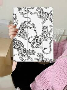 Apple Leopard 保护套兼容 iPad 10.2 英寸 2021/2020 iPad 第 9/8 代，兼容三星 Galaxy Tab A8 10.5 英寸 2022，TabCover，带笔架，支持自动睡眠/唤醒盖 - 彩色 - 查看 4