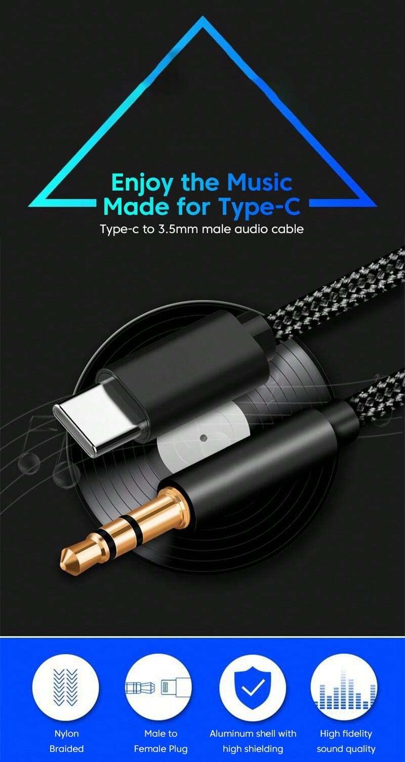 Usb C To 3.5mm Aux Audio Cable Speaker Audio Cord Compatible With