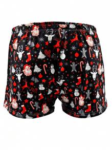 圣诞节假期男士内裤 男士平角内裤 男士设计平角内裤 1 件 - 黑色 - 查看 3