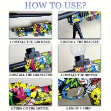 AWM Mini Electric Blaster, 27.6in, High Speed Automatic Gel Splatter Blaster With Bracket, Rechargeable Splatter Ball Toys For Summer Outdoor Activities Shooting Game Party(Without Bullet) - Màu xanh lam - Xem 4