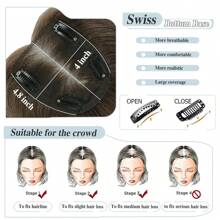 12inch Human Hair Toppers For Women Real Human Hair Topper Hair Pieces For Women Human Hair Toppers For Women With Thinning Hair Pieces For Thinning Hair Loss Cover - 中型赤褐色 - 查看 4